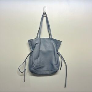Genuine Leather Light Blue Tote Bag